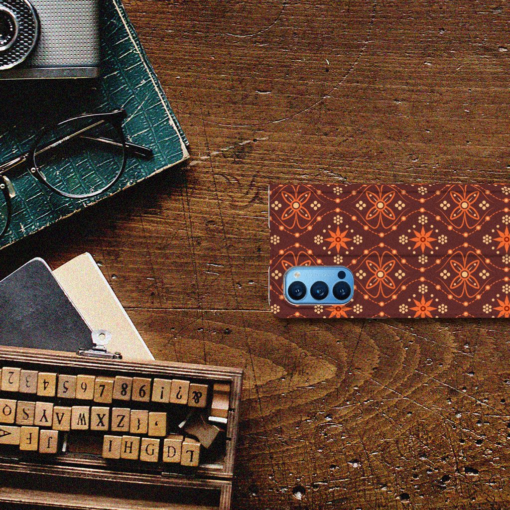 OPPO Reno4 Pro 5G Hoesje met Magneet Batik Brown - B2C Telecom