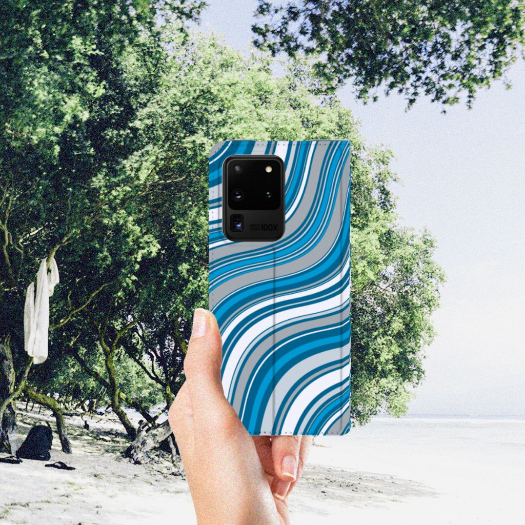 Samsung Galaxy S20 Ultra Hoesje met Magneet Waves Blue - B2C Telecom