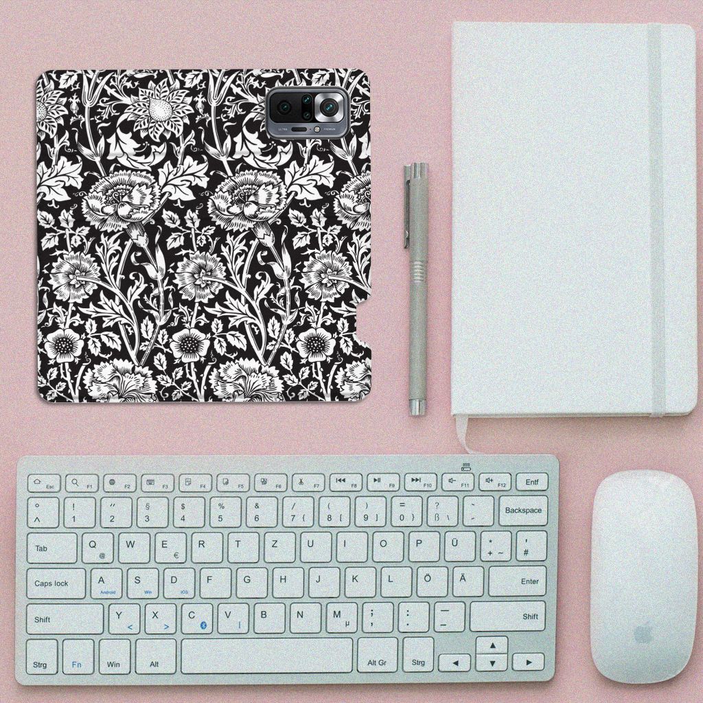 Xiaomi Redmi Note 10 Pro Smart Cover Black Flowers - B2C Telecom
