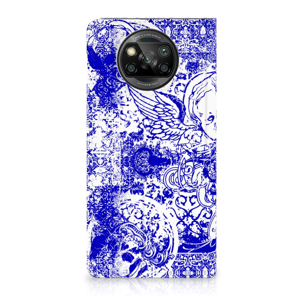 Mobiel BookCase Xiaomi Poco X3 Pro | Poco X3 Angel Skull Blauw - B2C Telecom
