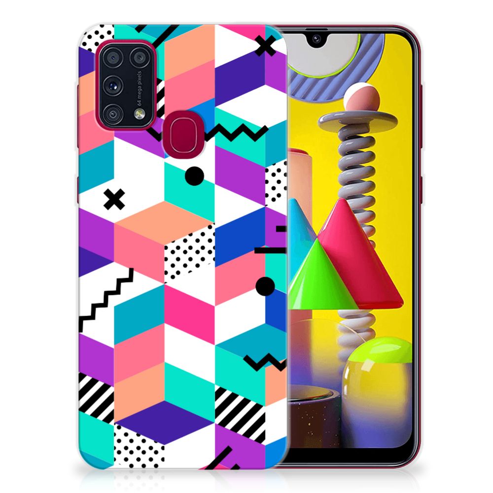 Samsung Galaxy M31 TPU Hoesje Blokken Kleurrijk B2C Telecom