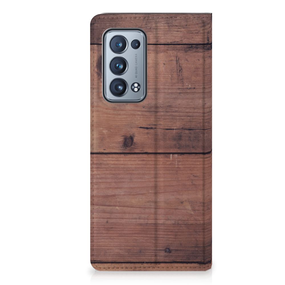 OPPO Reno 6 Pro Plus 5G Book Wallet Case Old Wood - B2C Telecom