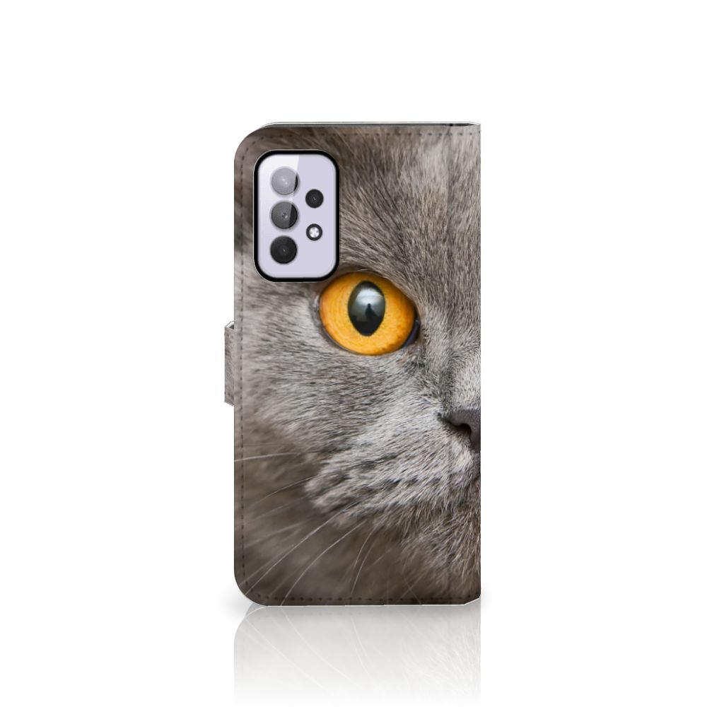 Telefoonhoesje met Pasjes Samsung Galaxy A33 5G Britse Korthaar met opvallende kattenoog.
