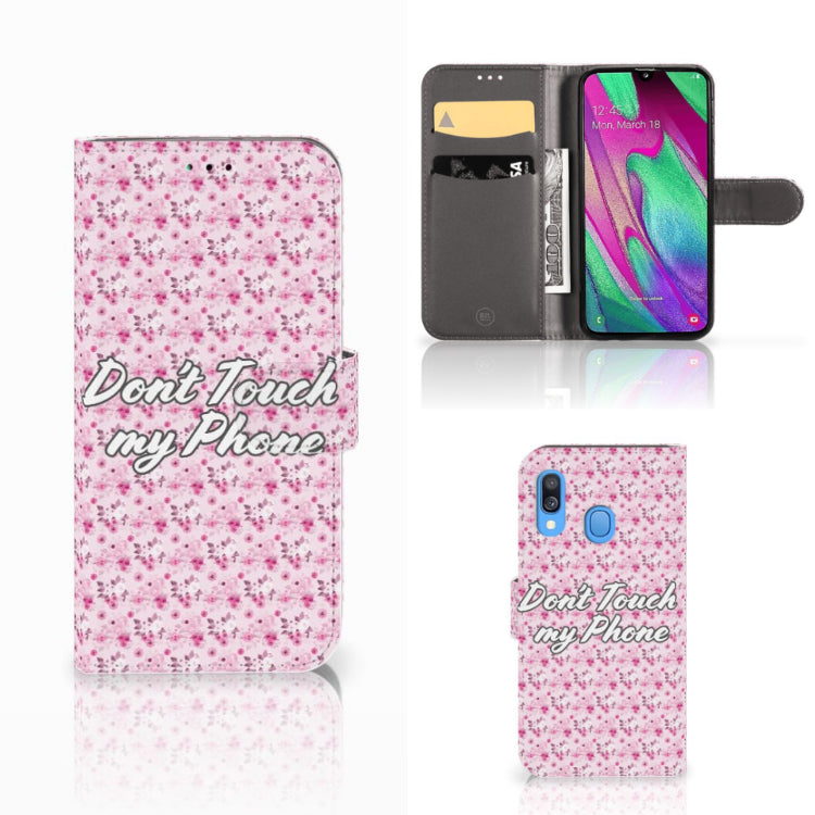 Samsung Galaxy A40 Portemonnee Hoesje Flowers Pink DTMP