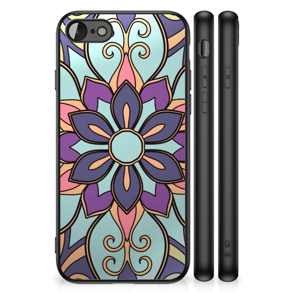 iPhone SE 2022 | SE 2020 | 7/8 Bloemen Hoesje Purple Flower met kleurrijk bloemen design voor iPhone