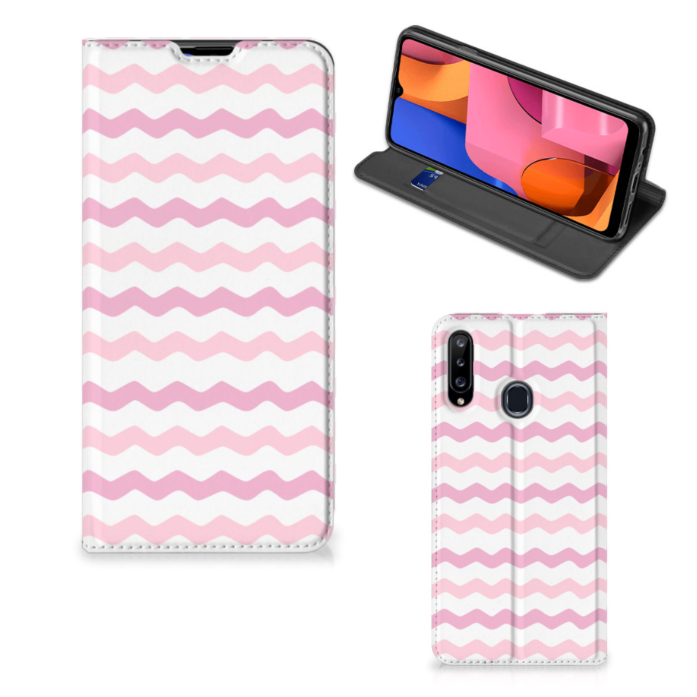 Samsung Galaxy A20s Hoesje met Magneet Waves Roze - B2C Telecom