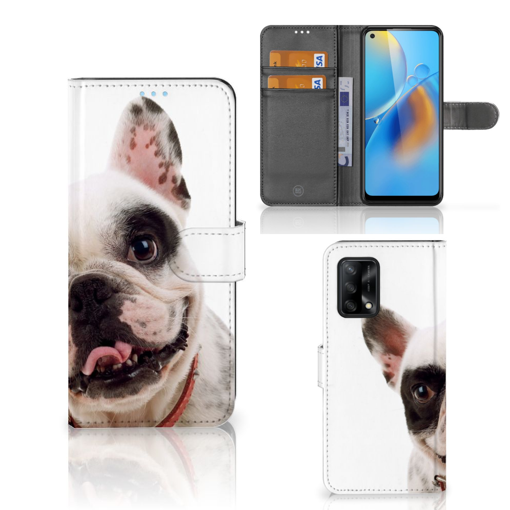 OPPO A74 4G Telefoonhoesje met Pasjes Franse Bulldog