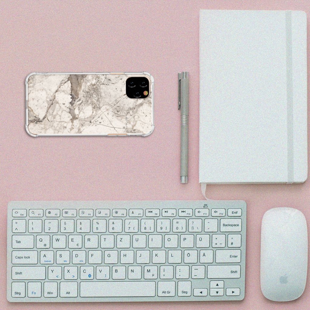 Apple iPhone 11 Pro Max Anti-Shock Hoesje Marmer Beige