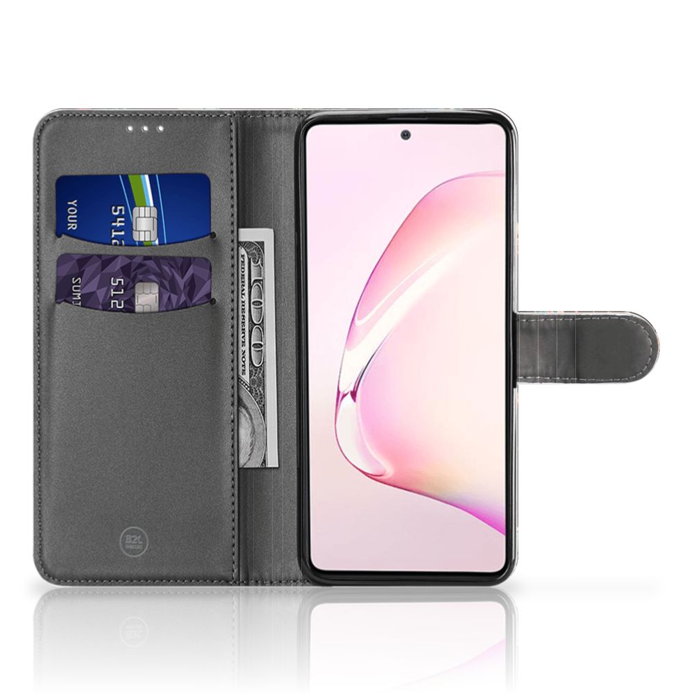 Samsung Note 10 Lite Telefoonhoesje met Pasjes Pauw met Bloemen