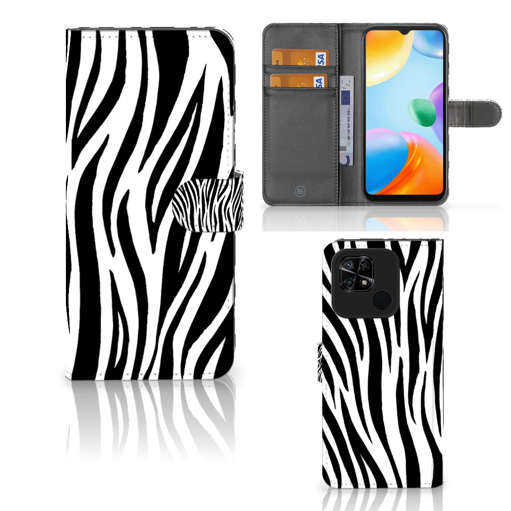 Xiaomi Redmi 10C Telefoonhoesje met Pasjes Zebra