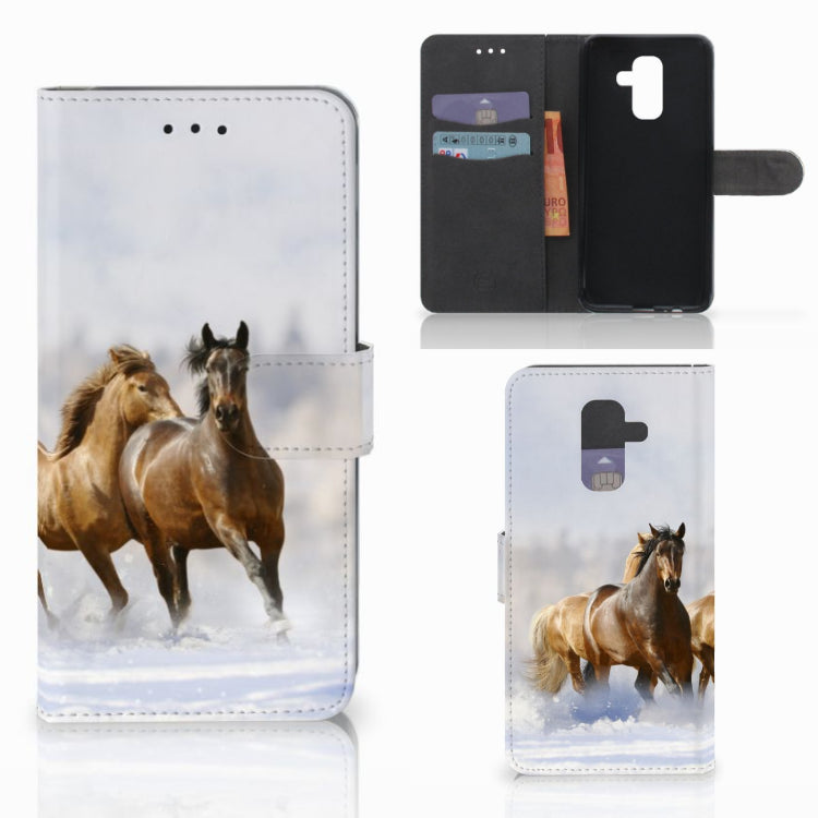 Samsung Galaxy A6 Plus 2018 Telefoonhoesje met Pasjes Paarden