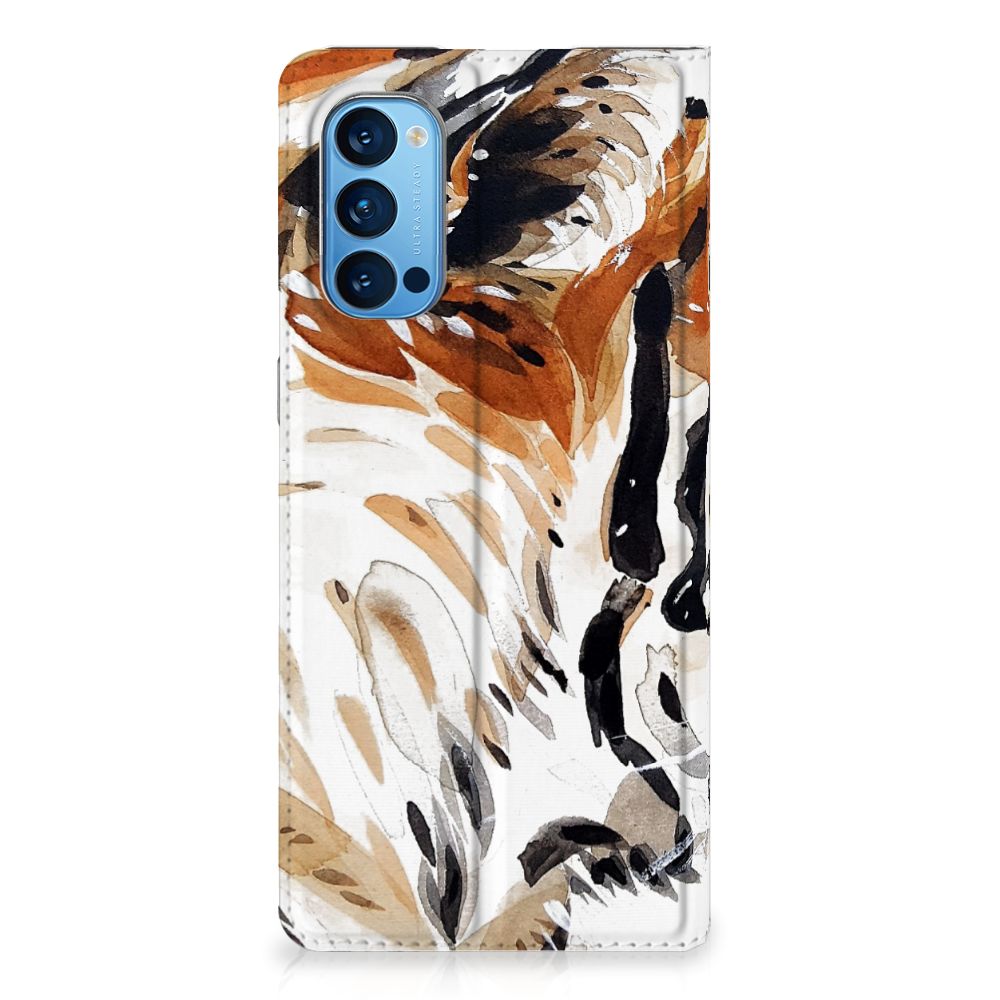 Bookcase OPPO Reno4 Pro 5G Watercolor Tiger - B2C Telecom