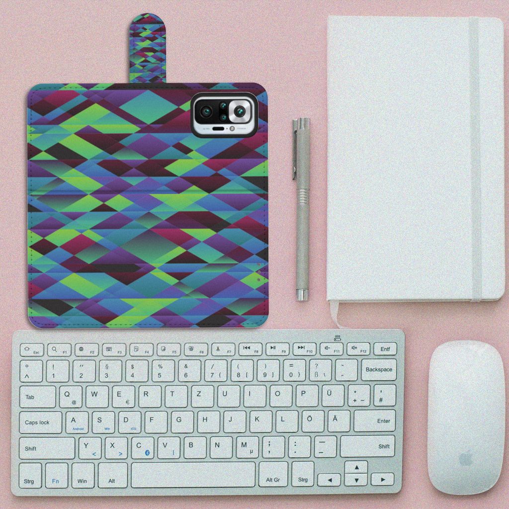 Xiaomi Redmi Note 10 Pro Book Case Abstract Green Blue