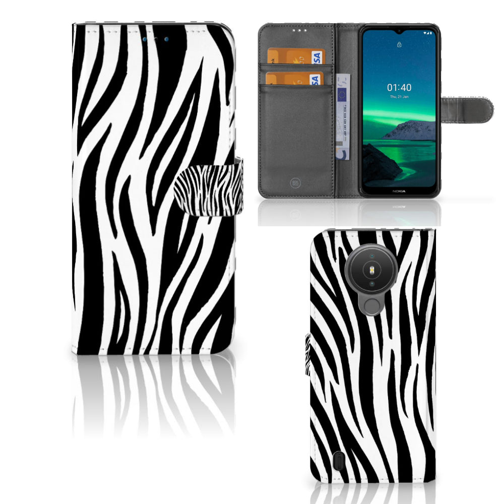 Nokia 1.4 Telefoonhoesje met Pasjes Zebra