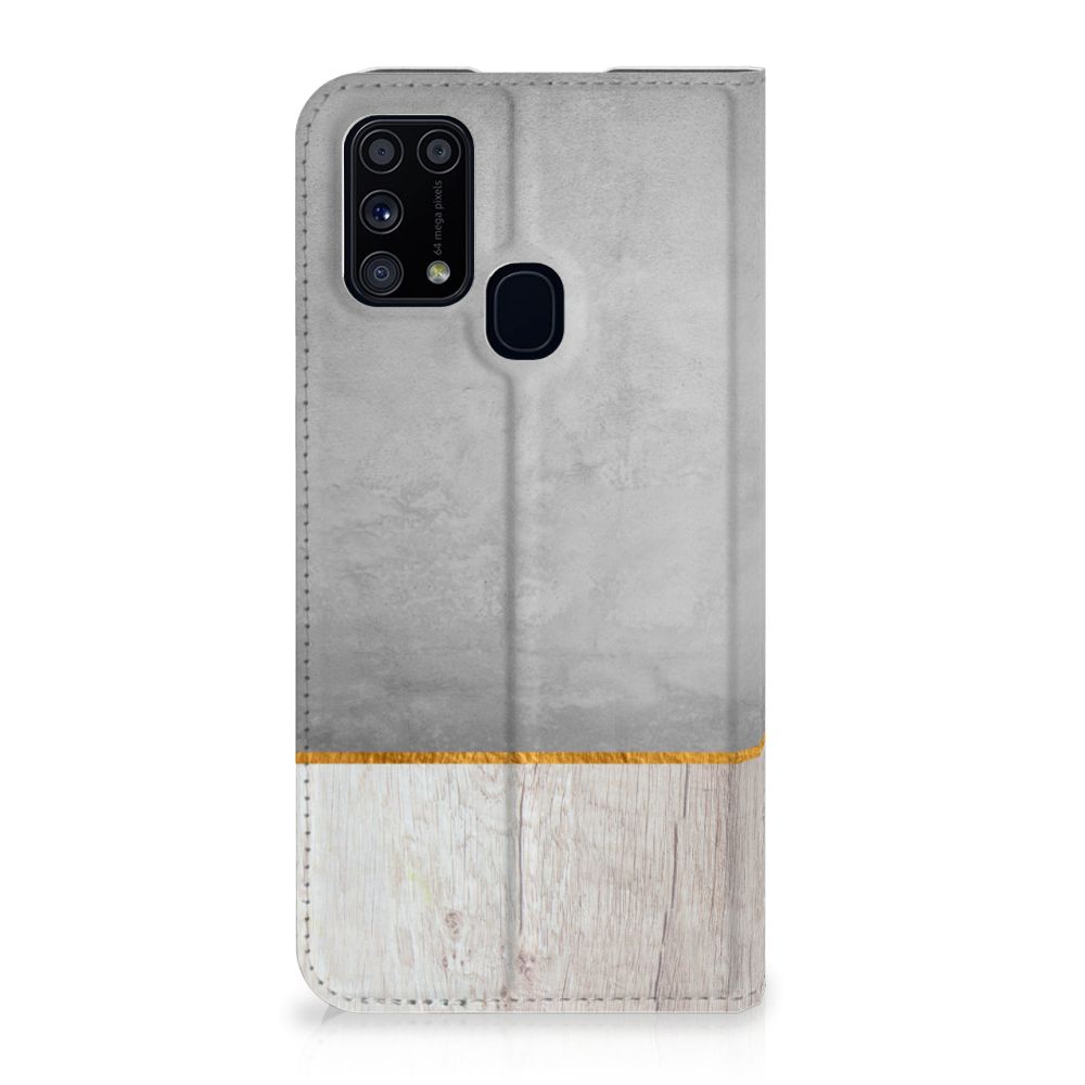 Samsung Galaxy M31 Book Wallet Case Wood Concrete - B2C Telecom
