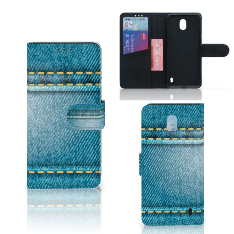 Nokia 1 Plus Wallet Case met Pasjes Jeans