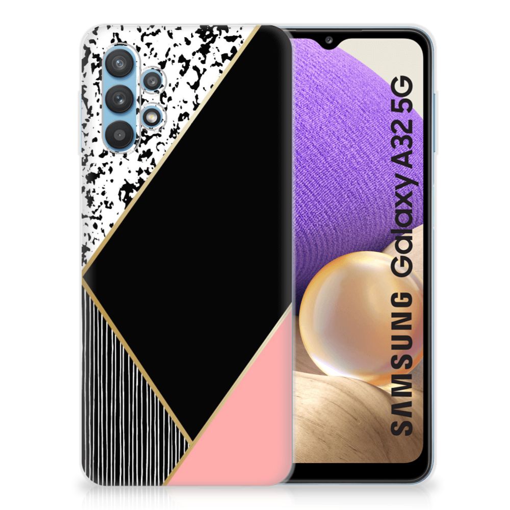 Samsung Galaxy A32 5G TPU Hoesje Zwart Roze Vormen B2C Telecom