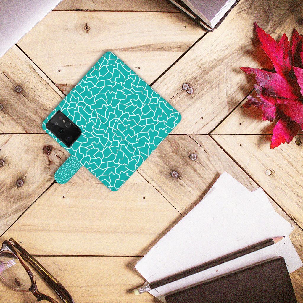 Samsung Galaxy S21 Ultra Hoesje Cracks Blue