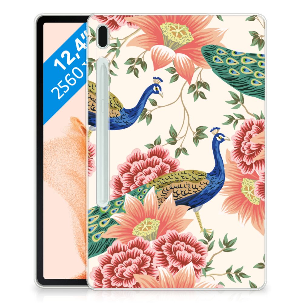 Back Case voor Samsung Galaxy Tab S7FE Pink Peacock - B2C Telecom