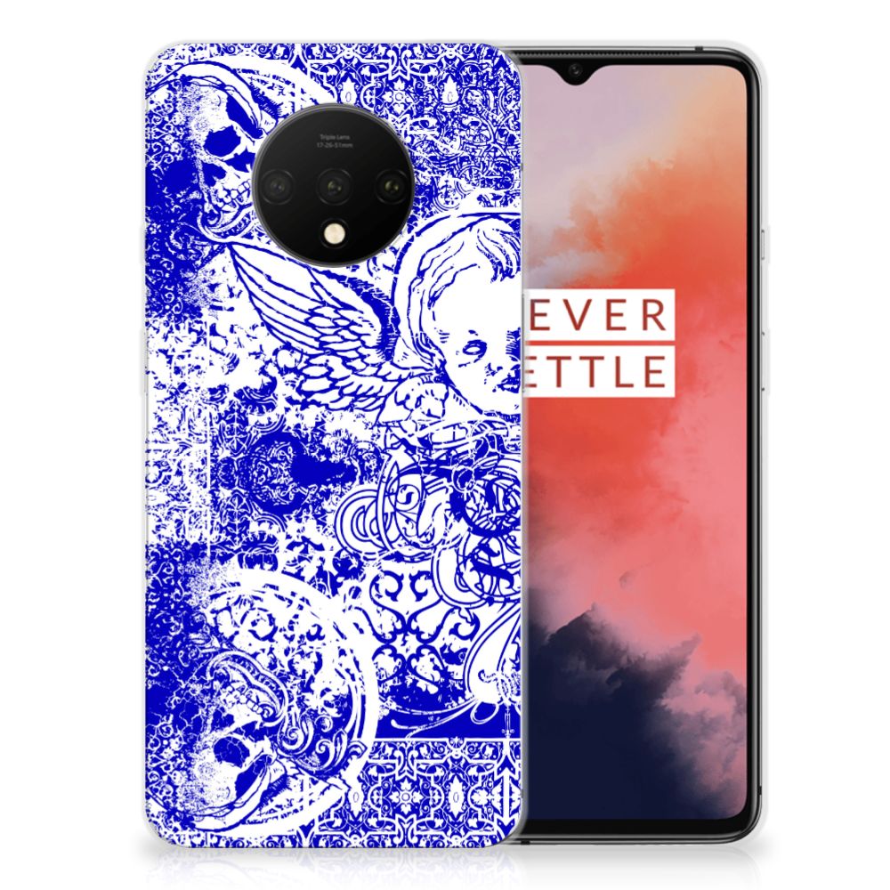 Silicone Back Case OnePlus 7T Angel Skull Blauw