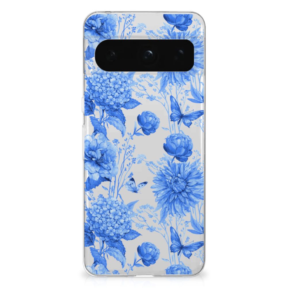 TPU Case voor Google Pixel 8 Pro Flowers Blue