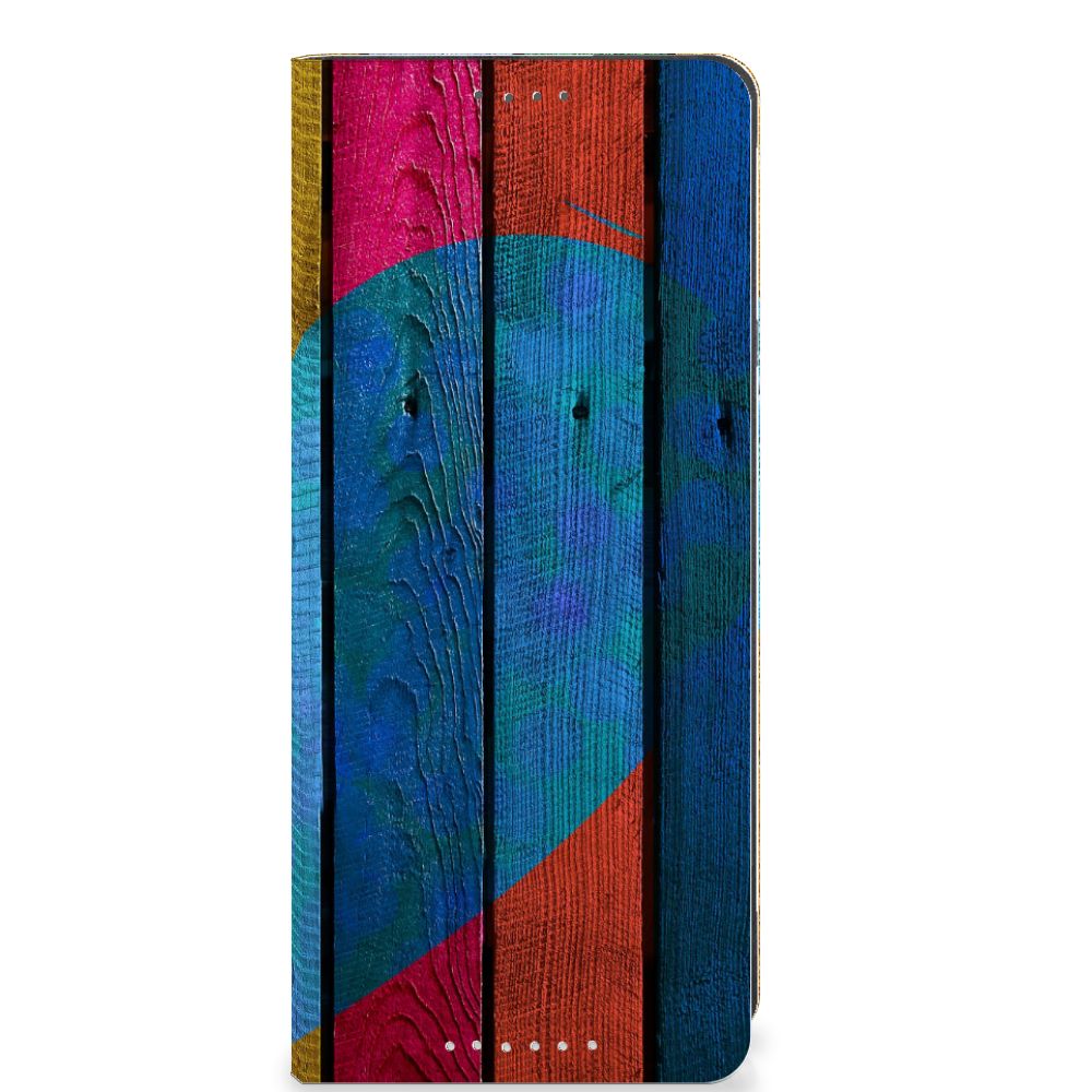 Sony Xperia 5 V Book Wallet Case Wood Heart - Cadeau voor je Vriend