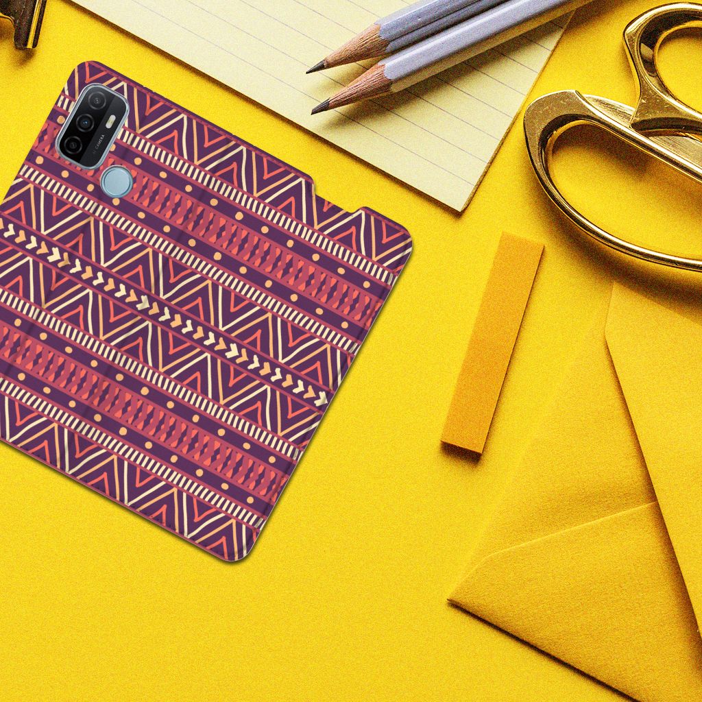 OPPO A53 | A53s Hoesje met Magneet Aztec Paars - B2C Telecom