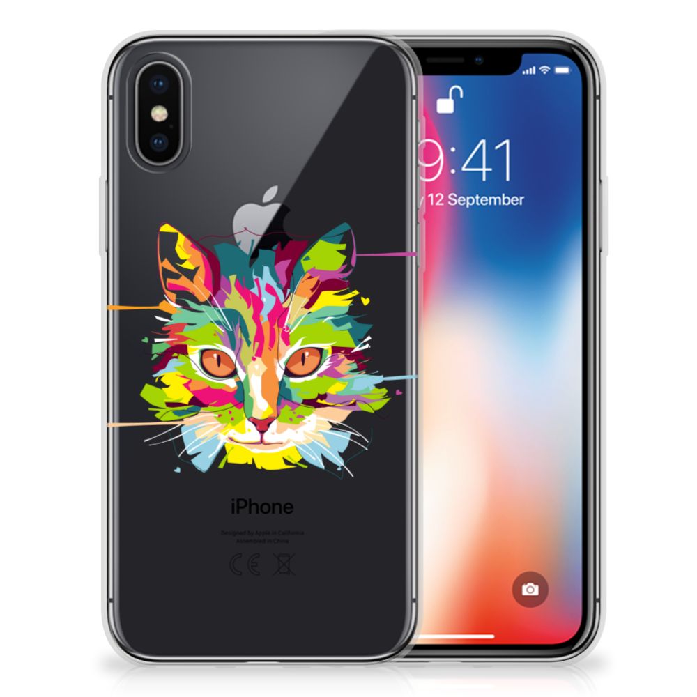 Apple iPhone X | Xs Telefoonhoesje met Naam Cat Color