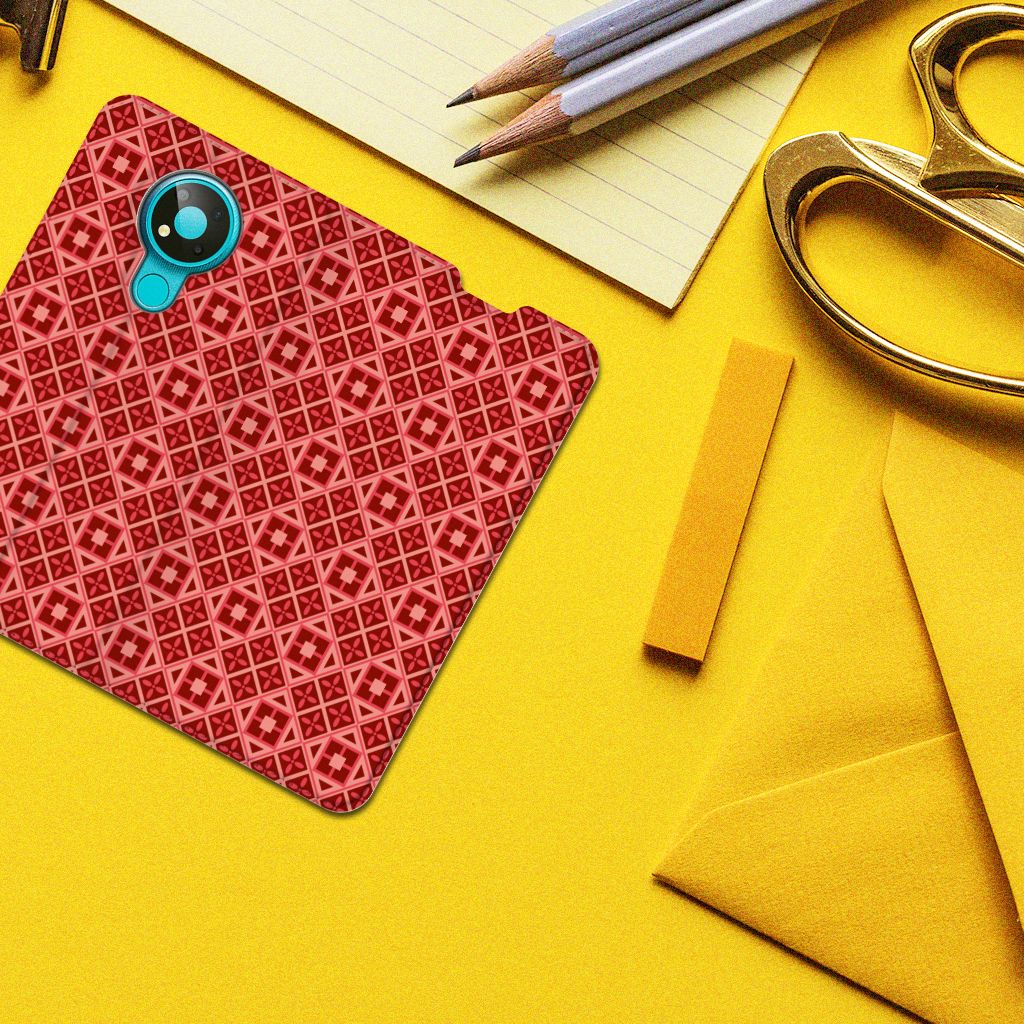 Nokia 3.4 Hoesje met Magneet Batik Rood - B2C Telecom