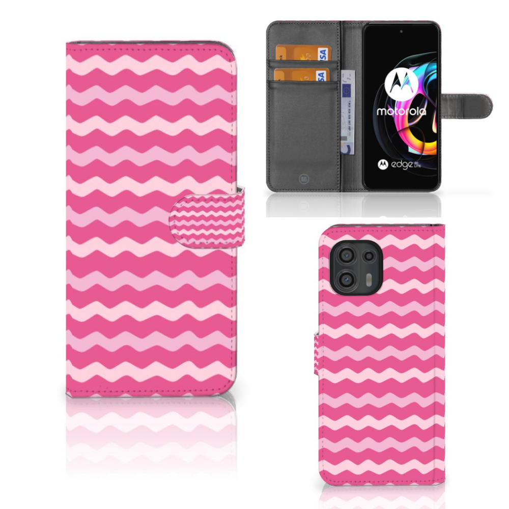 Motorola Edge 20 Lite Telefoon Hoesje Waves Pink