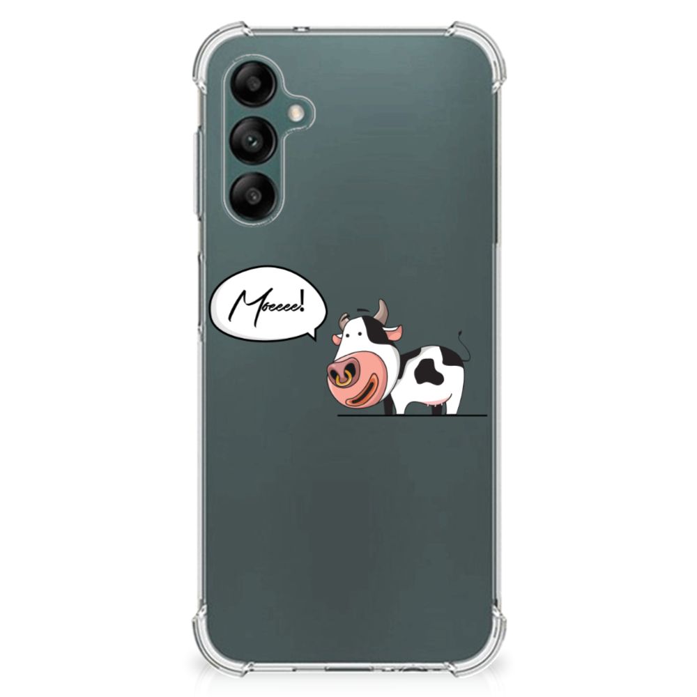 Samsung Galaxy A14 5G/4G Stevig Bumper Hoesje Cow met schattige cartoon koe