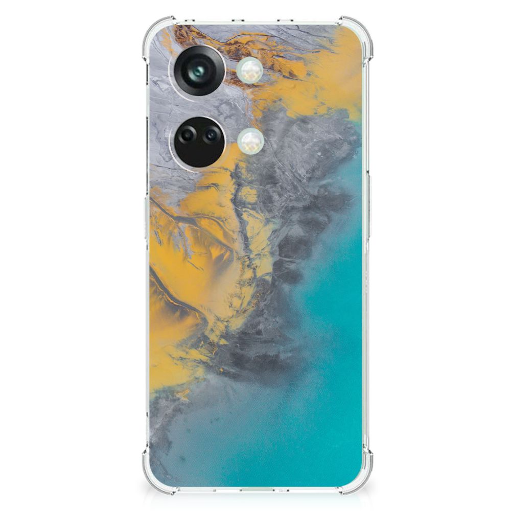 OnePlus Nord 3 Anti-Shock Hoesje Marble Blue Gold