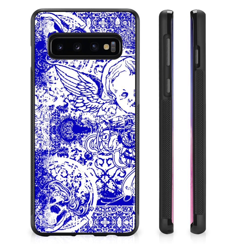 Mobiel Case Samsung Galaxy S10+ Angel Skull Blauw