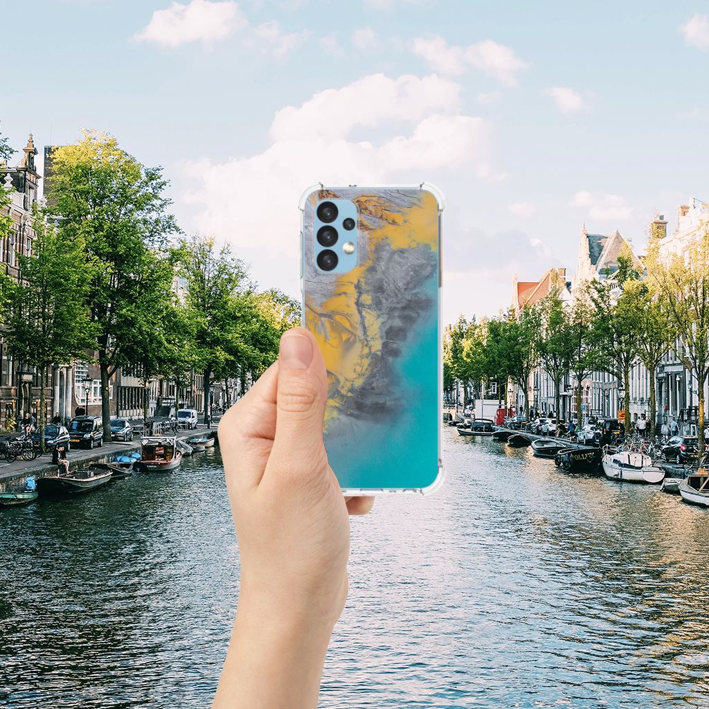 Samsung Galaxy A13 (4G) Anti-Shock Hoesje Marble Blue Gold B2C Telecom