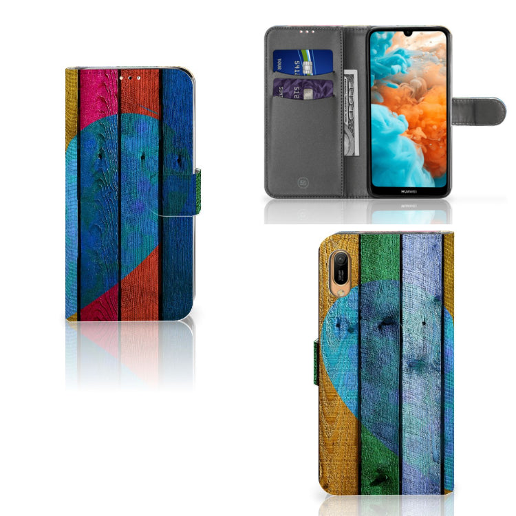 Huawei Y6 (2019) Book Style Case Wood Heart - Cadeau voor je Vriend