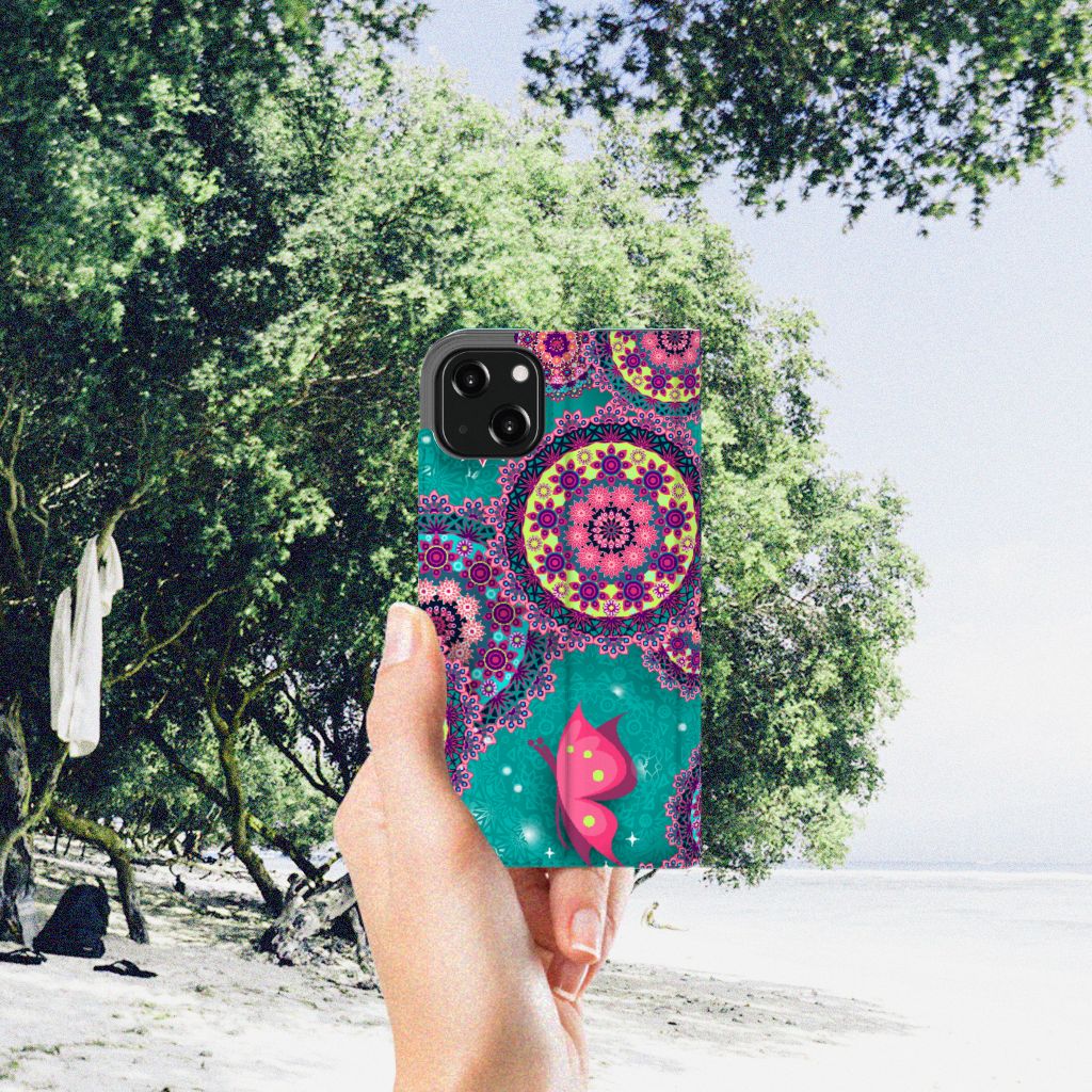 iPhone 13 Bookcase Cirkels en Vlinders