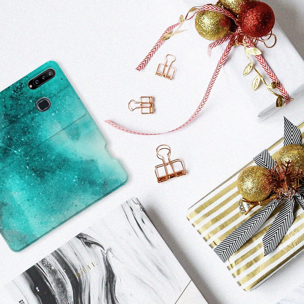 Bookcase Samsung Galaxy A20s Painting Blue - B2C Telecom