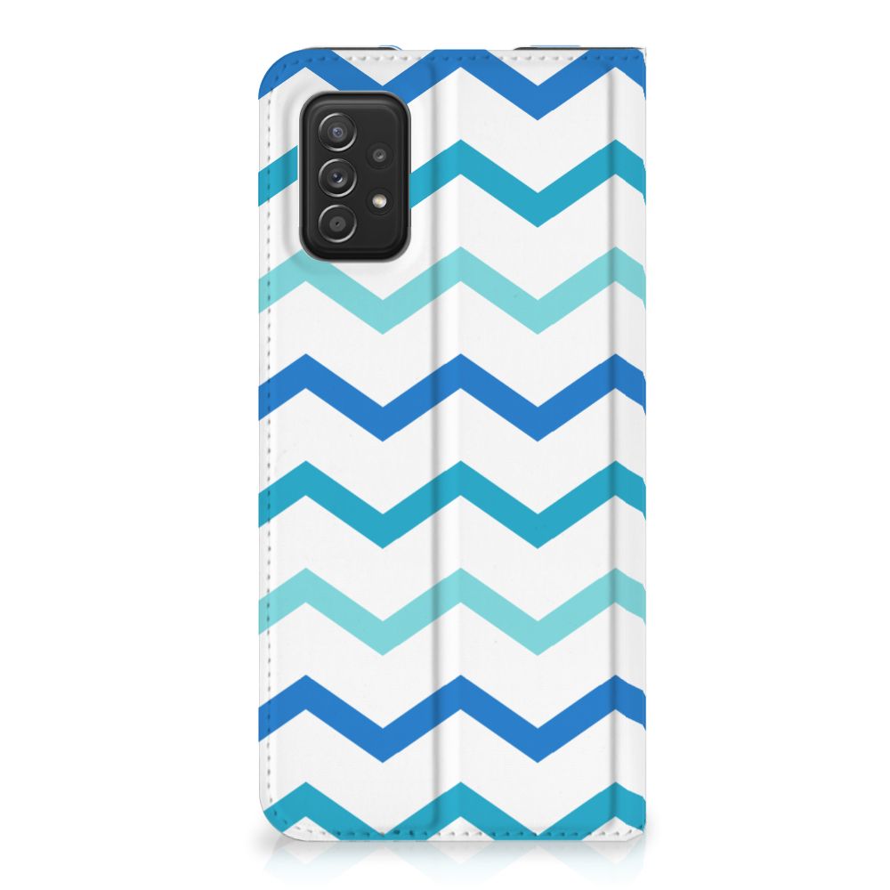 Samsung Galaxy A03s Hoesje met Magneet Zigzag Blauw - B2C Telecom