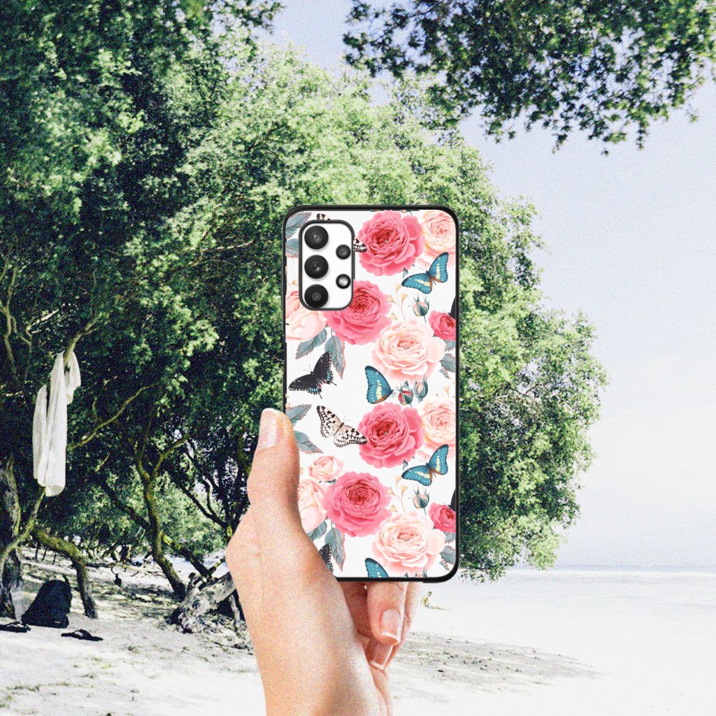 Samsung Galaxy A32 5G Bloemen Hoesje Butterfly Roses B2C Telecom