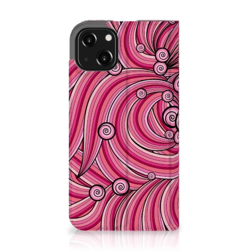 iPhone 13 Bookcase Swirl Pink