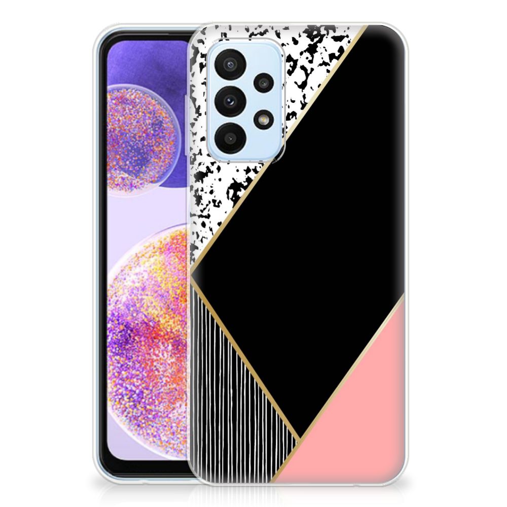 Samsung Galaxy A23 TPU Hoesje Zwart Roze Vormen B2C Telecom