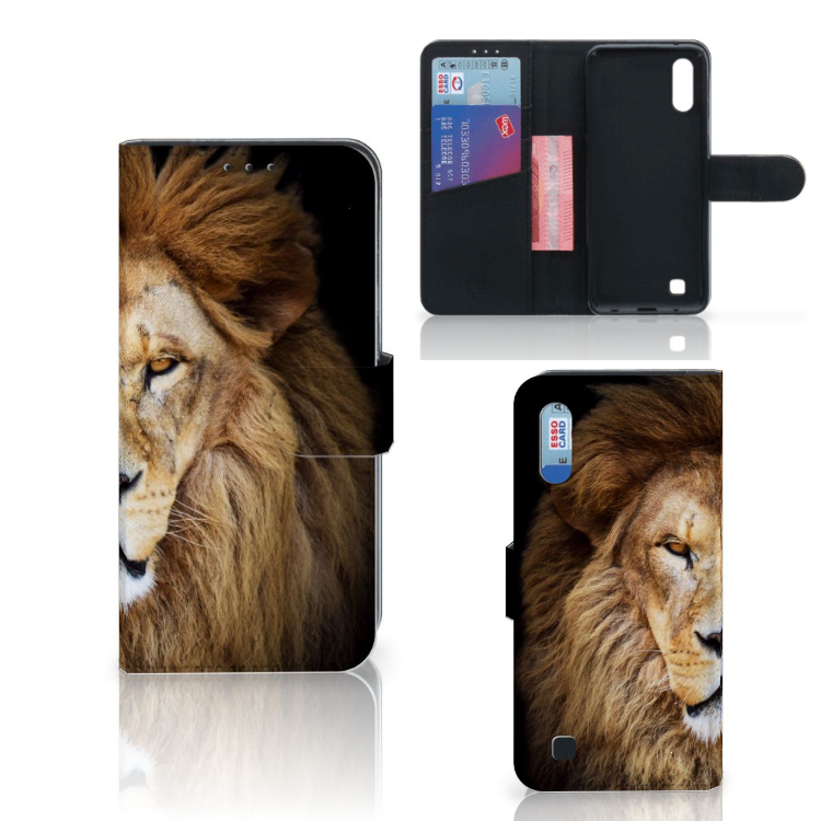 Samsung Galaxy M10 Telefoonhoesje met Pasjes Leeuw