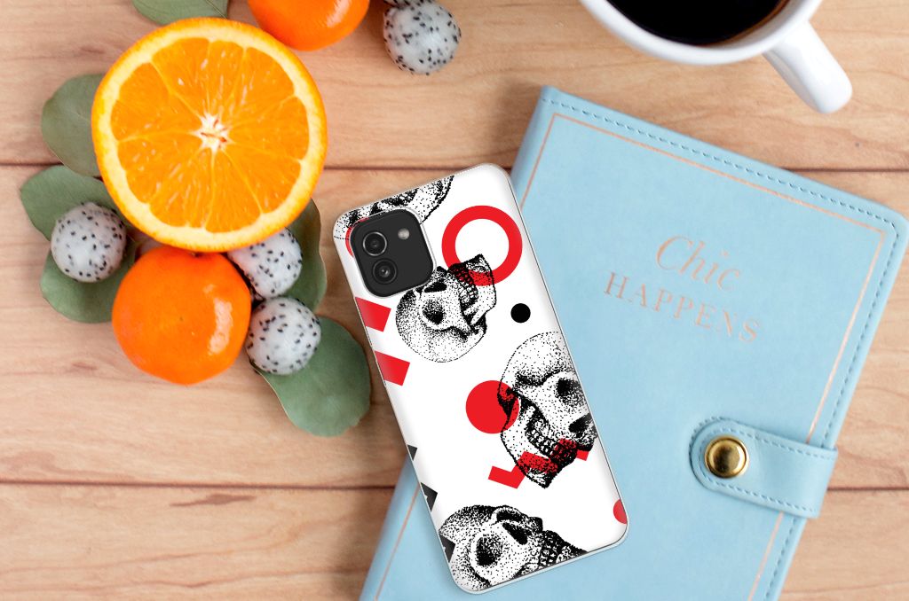 Silicone Back Case Samsung Galaxy A03 Skull Red B2C Telecom