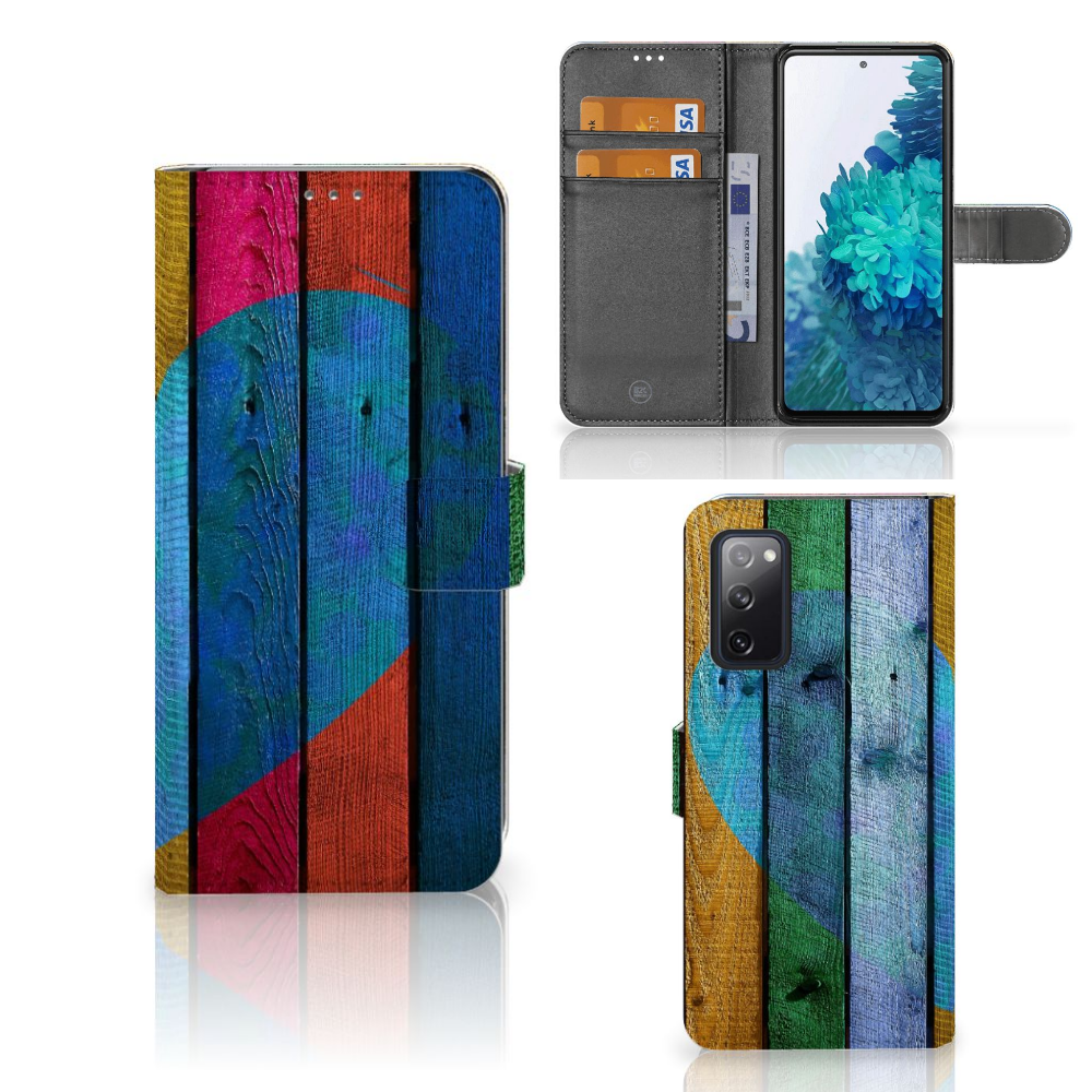 Samsung Galaxy S20 FE Book Style Case Wood Heart - Cadeau voor je Vriend