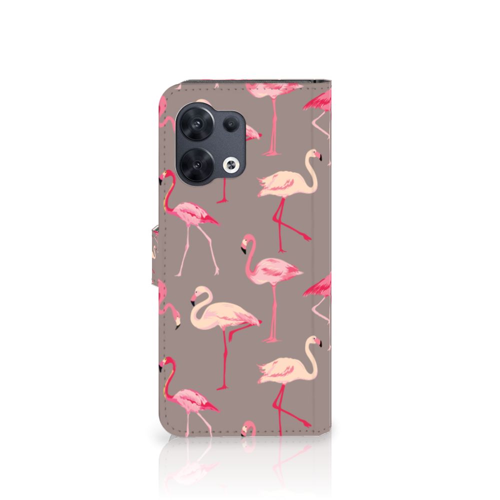 OPPO Reno8 Telefoonhoesje met Pasjes Flamingo