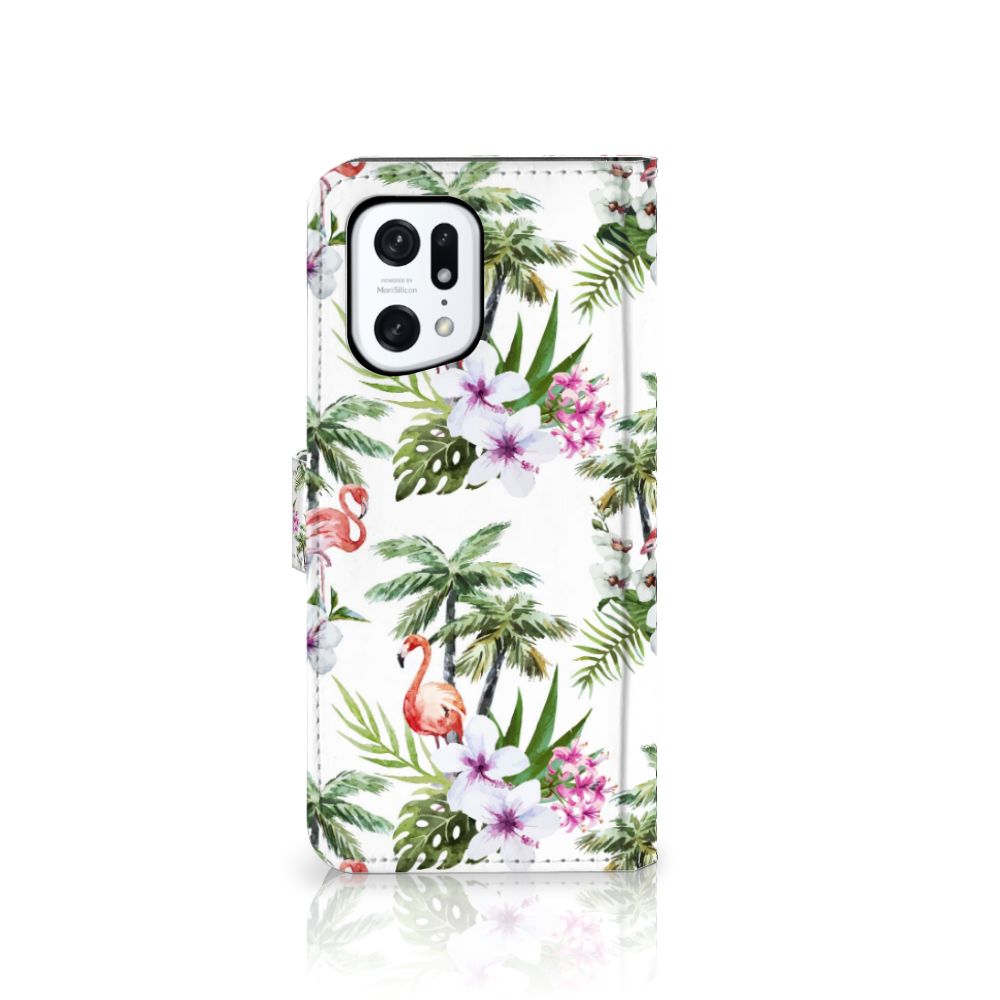 OPPO Find X5 Pro Telefoonhoesje met Pasjes Flamingo Palms