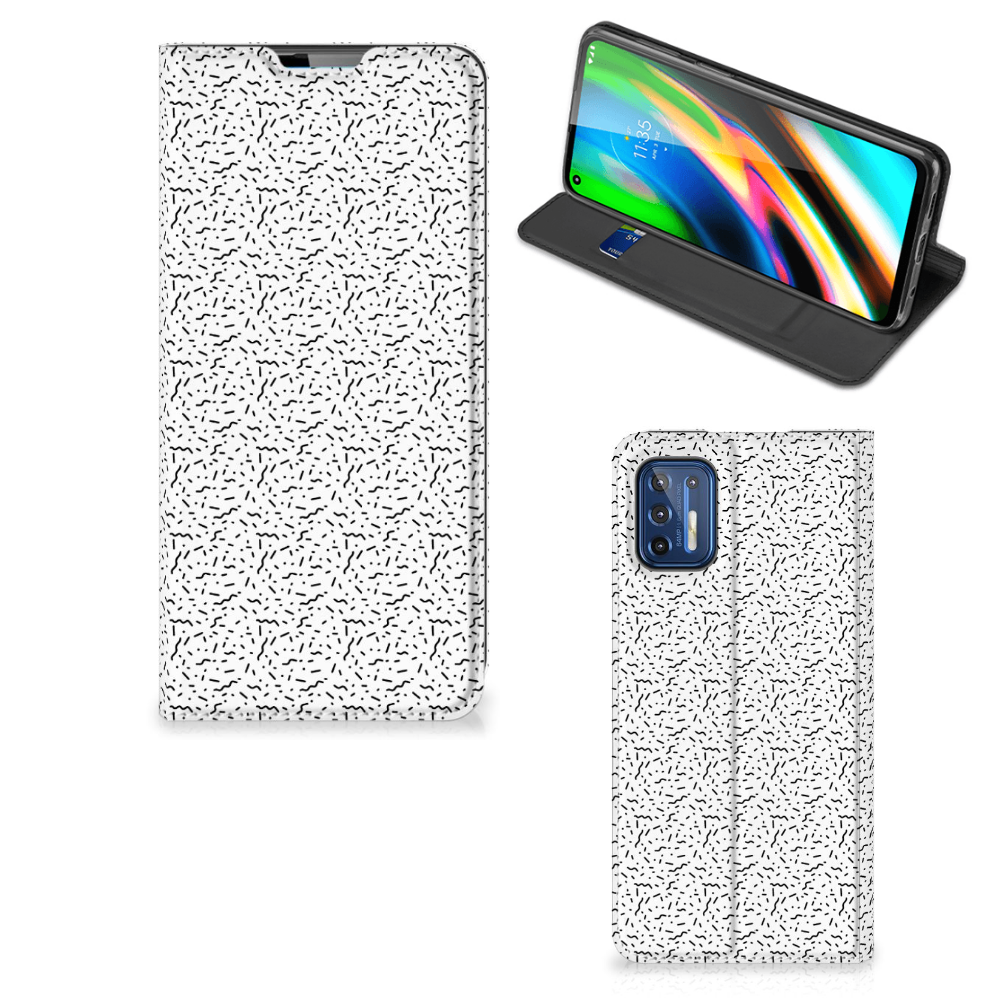 Motorola Moto G9 Plus Hoesje met Magneet Stripes Dots - B2C Telecom