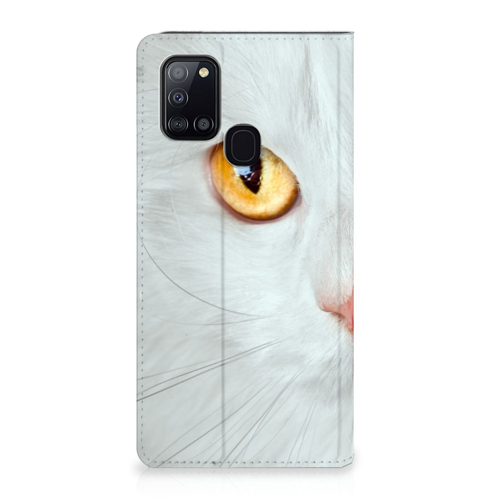 Samsung Galaxy A21s Hoesje maken Witte Kat - B2C Telecom
