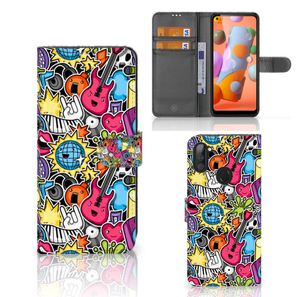Samsung Galaxy M11 | A11 Wallet Case met Pasjes Punk Rock
