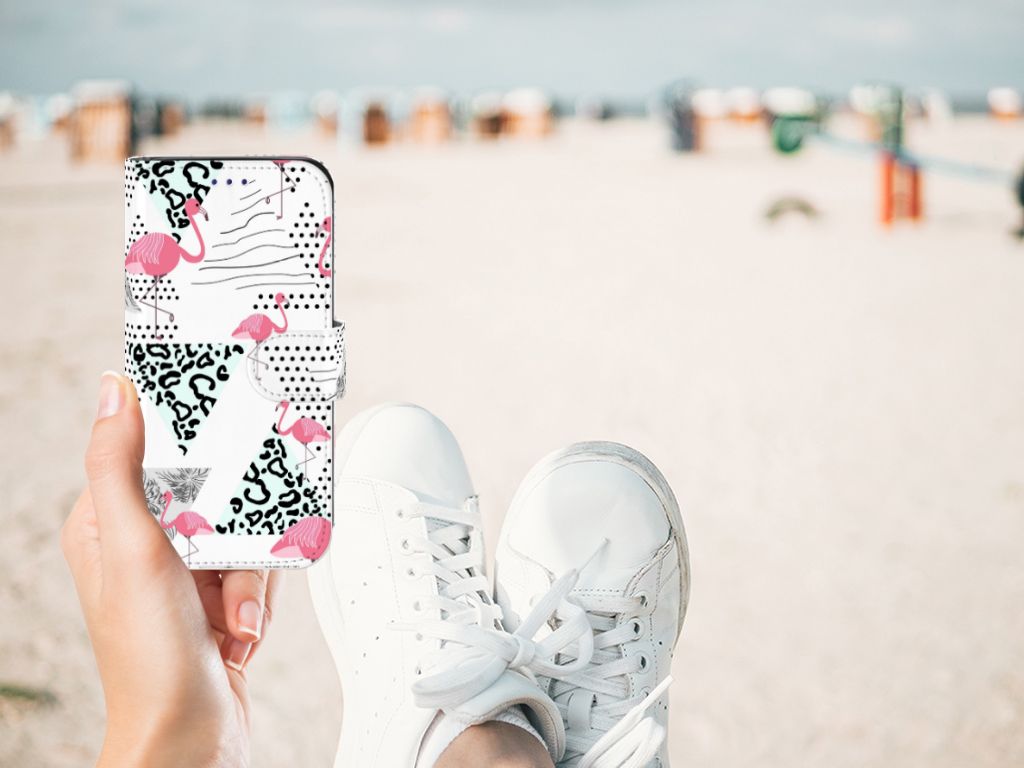 Samsung Galaxy S10e Telefoonhoesje met Pasjes Flamingo Triangle